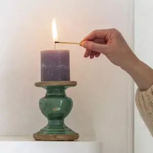 Grand Illusions Thasos Pillar Candle Holder Turquoise